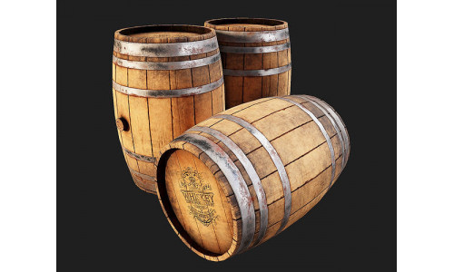 Wooden Barrel  Low-poly 3D model