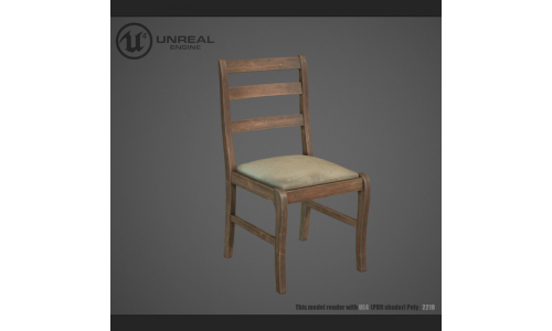 Wooden chair old Low-poly 3D model
