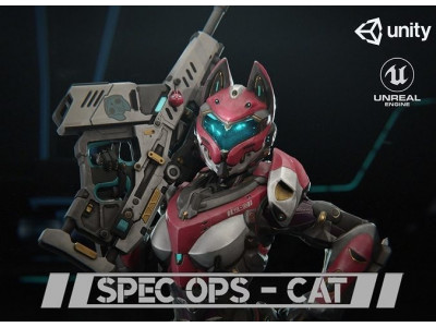 Yui - SpecOps Cat Low-poly 3D model